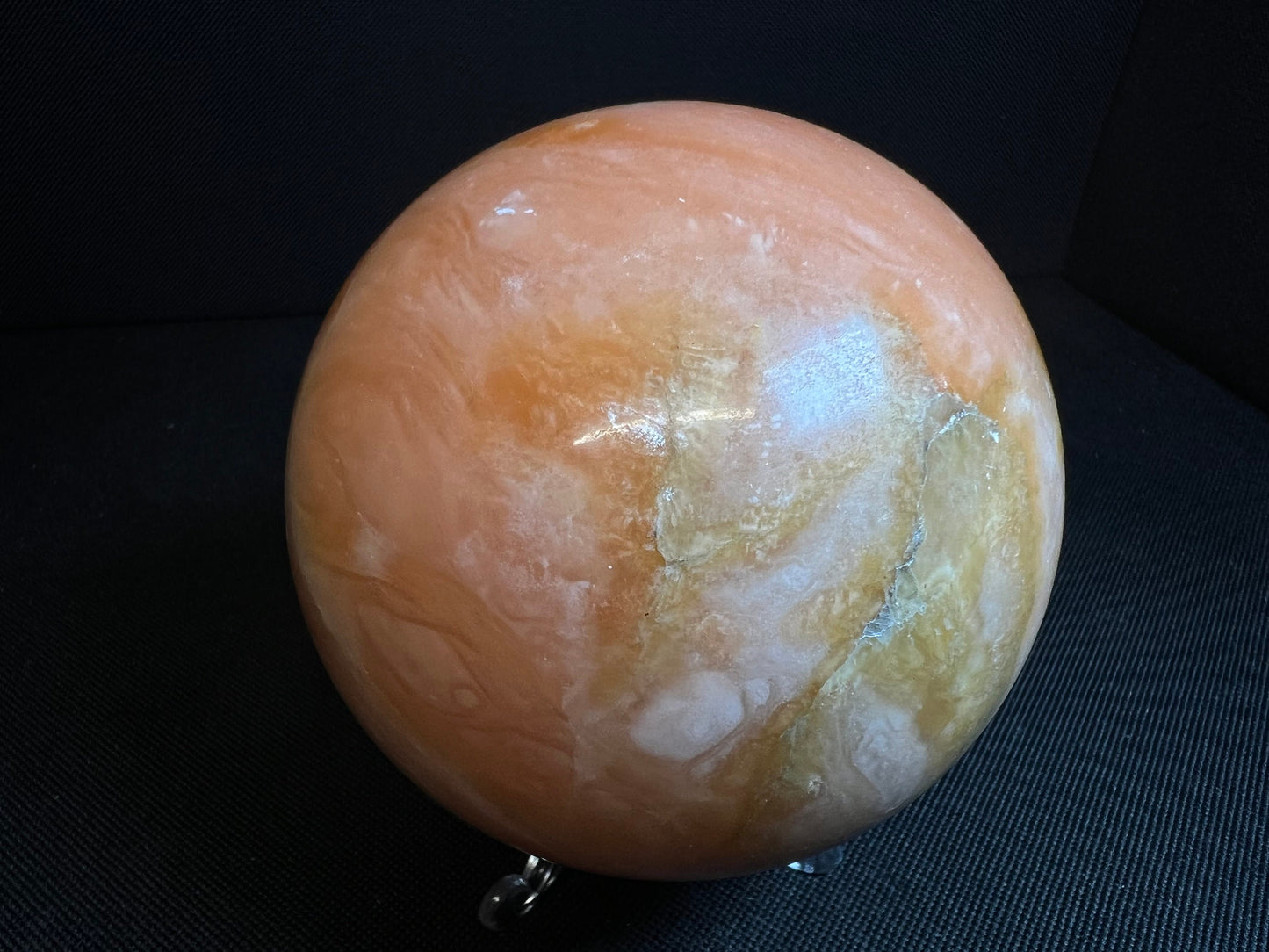 Orange calcite sphere- Home Décor, Statement Piece, Crystal Healing, Gift (Stand Included)