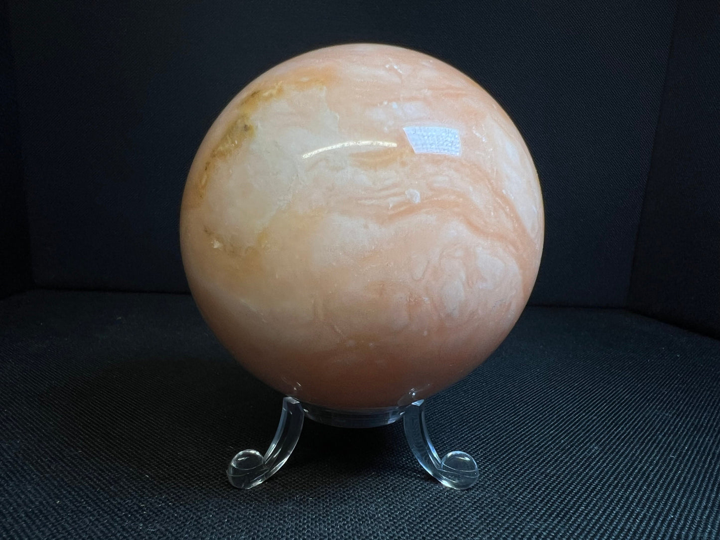 Orange calcite sphere- Home Décor, Statement Piece, Crystal Healing, Gift (Stand Included)