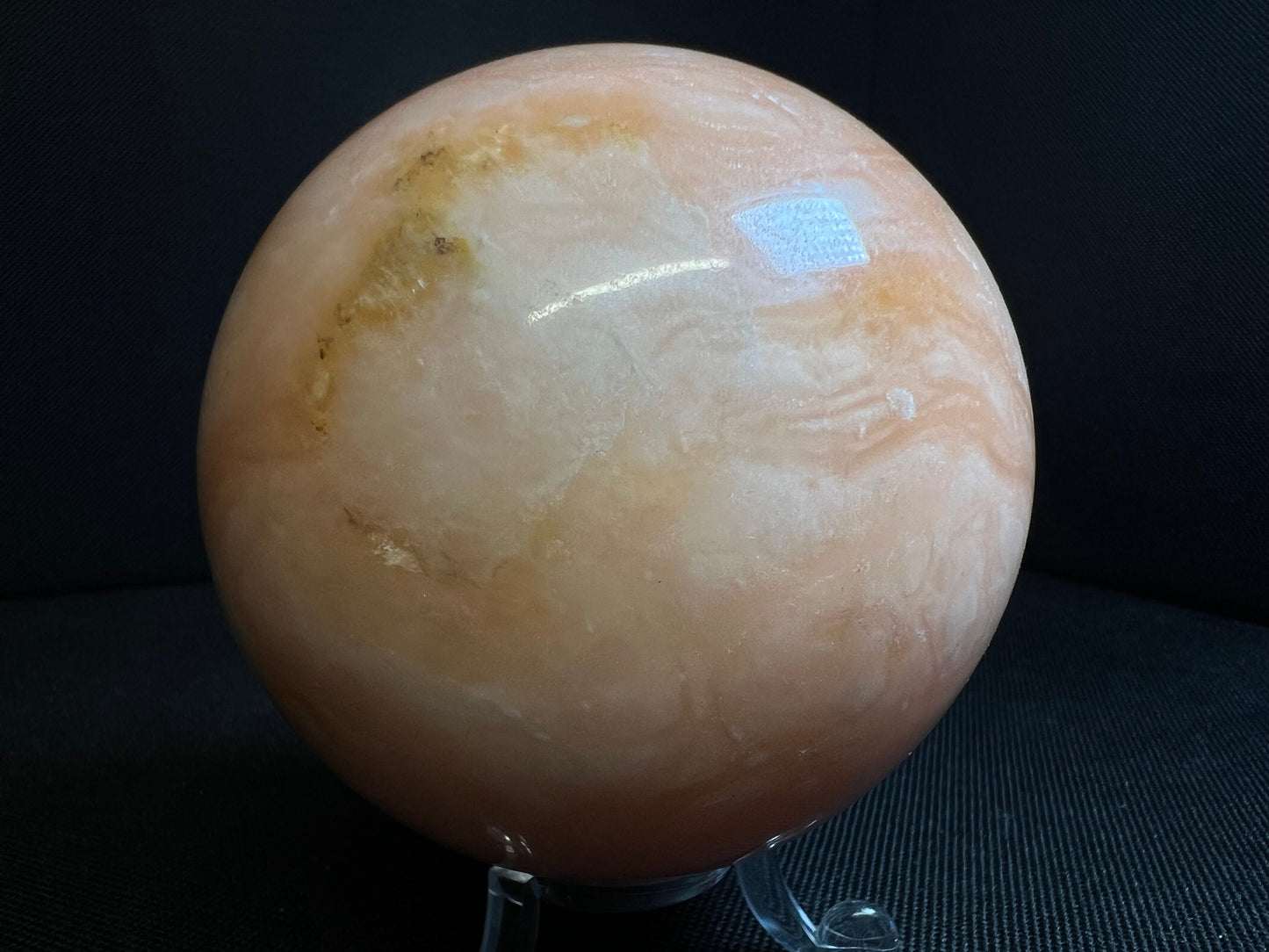 Orange calcite sphere- Home Décor, Statement Piece, Crystal Healing, Gift (Stand Included)