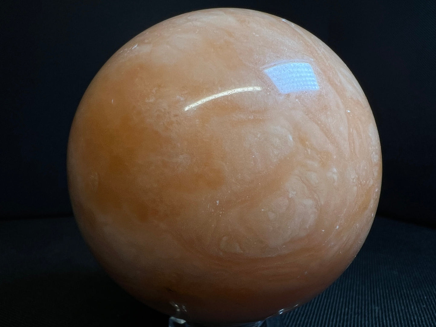 Orange calcite sphere- Home Décor, Statement Piece, Crystal Healing, Gift (Stand Included)