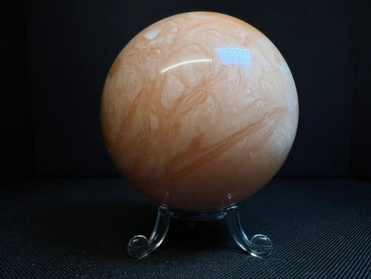 Orange calcite sphere- Home Décor, Statement Piece, Crystal Healing, Gift (Stand Included)