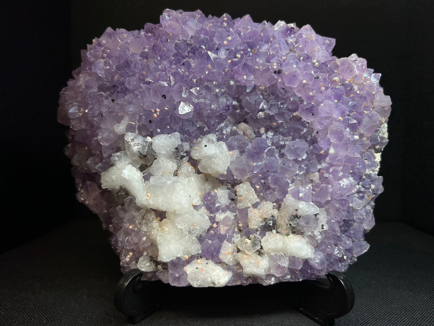 Amethyst Cluster With Calcite And Hematite Inclusions- Statement Piece, Home Decor (Stand Not Included)