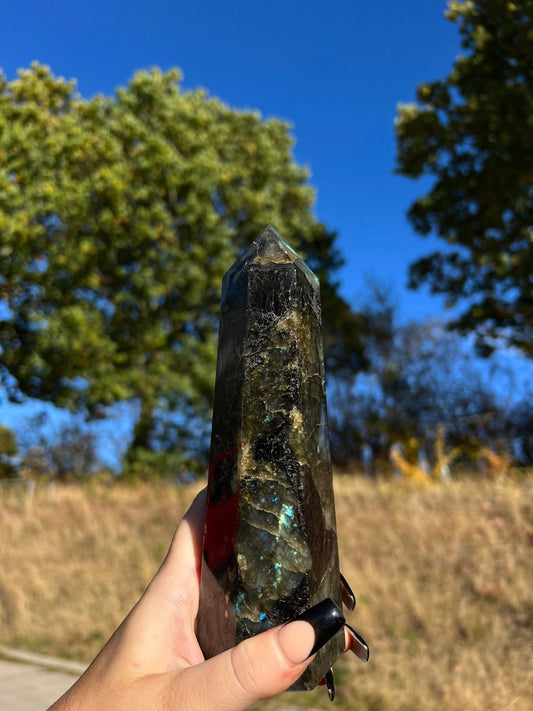 High Quality Polished Labradorite Prism/ Point- Home Decor, Statement Piece