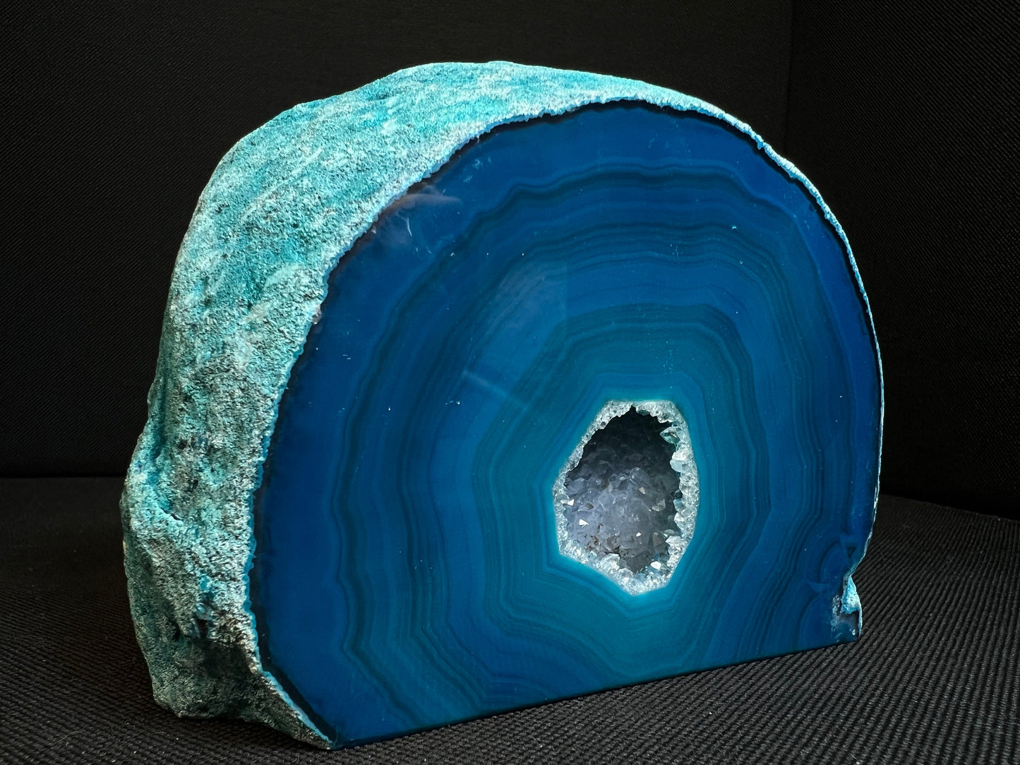 High Grade Polished Blue Agate Geode- Home Decor, Statement Piece