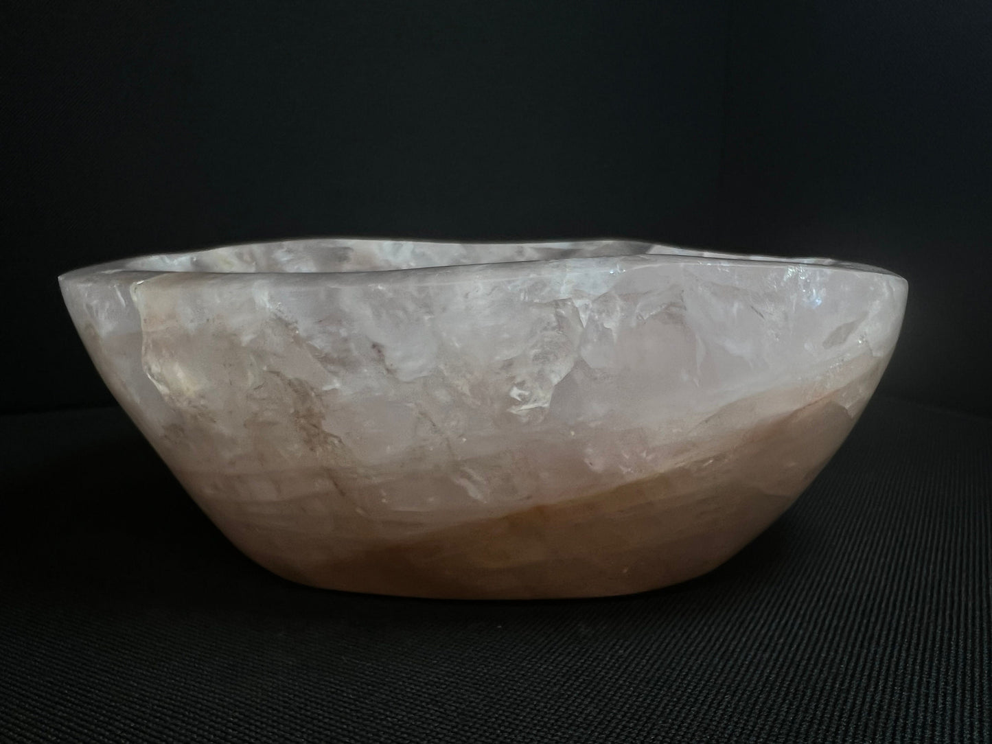 Rose Quartz With Hematite Inclusions Bowl- Home Decor, Statement Piece, Crystal