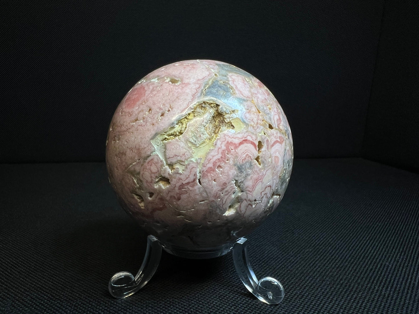 Stunning Rhodochrosite Sphere (Stand Included)- Home Decor, Statement Piece