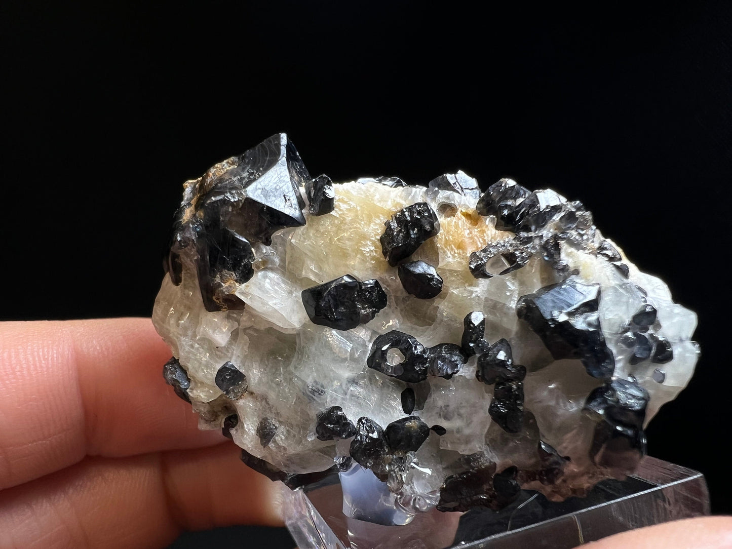 Blue Spinel On Calcite From Antanimora Sud, Androy, Madagascar- Stand Included, Statement Piece, Home Decor, Crystal