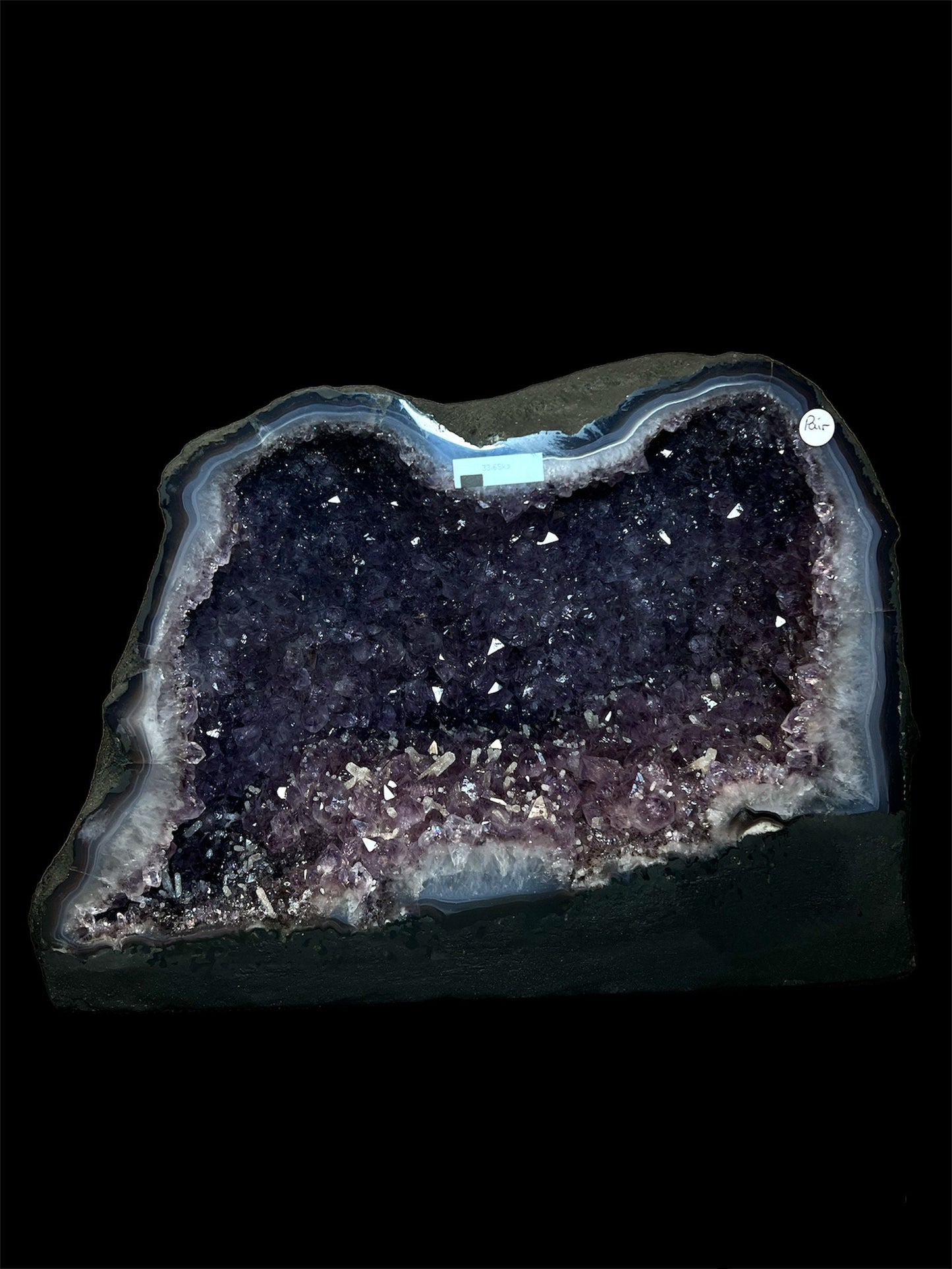 Large Amethyst With Calcite Inclusions - Two Halves, Geode, Pair, Cave, Home Décor, Statement Piece