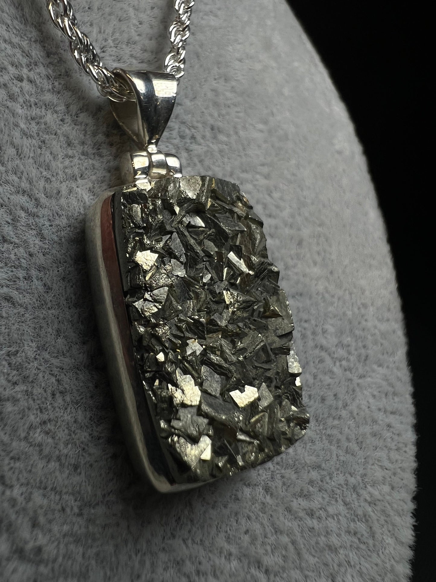 Pyrite Pendant On A Silver Plated, Nickel Free Rope Chain- Necklace, Jewellery, Gift, Fools Gold, Crystal Healing, Statement Piece