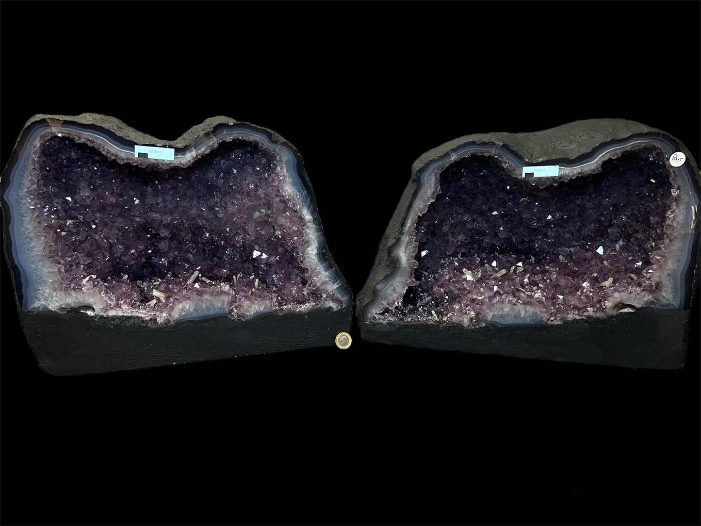 Large Amethyst With Calcite Inclusions - Two Halves, Geode, Pair, Cave, Home Décor, Statement Piece