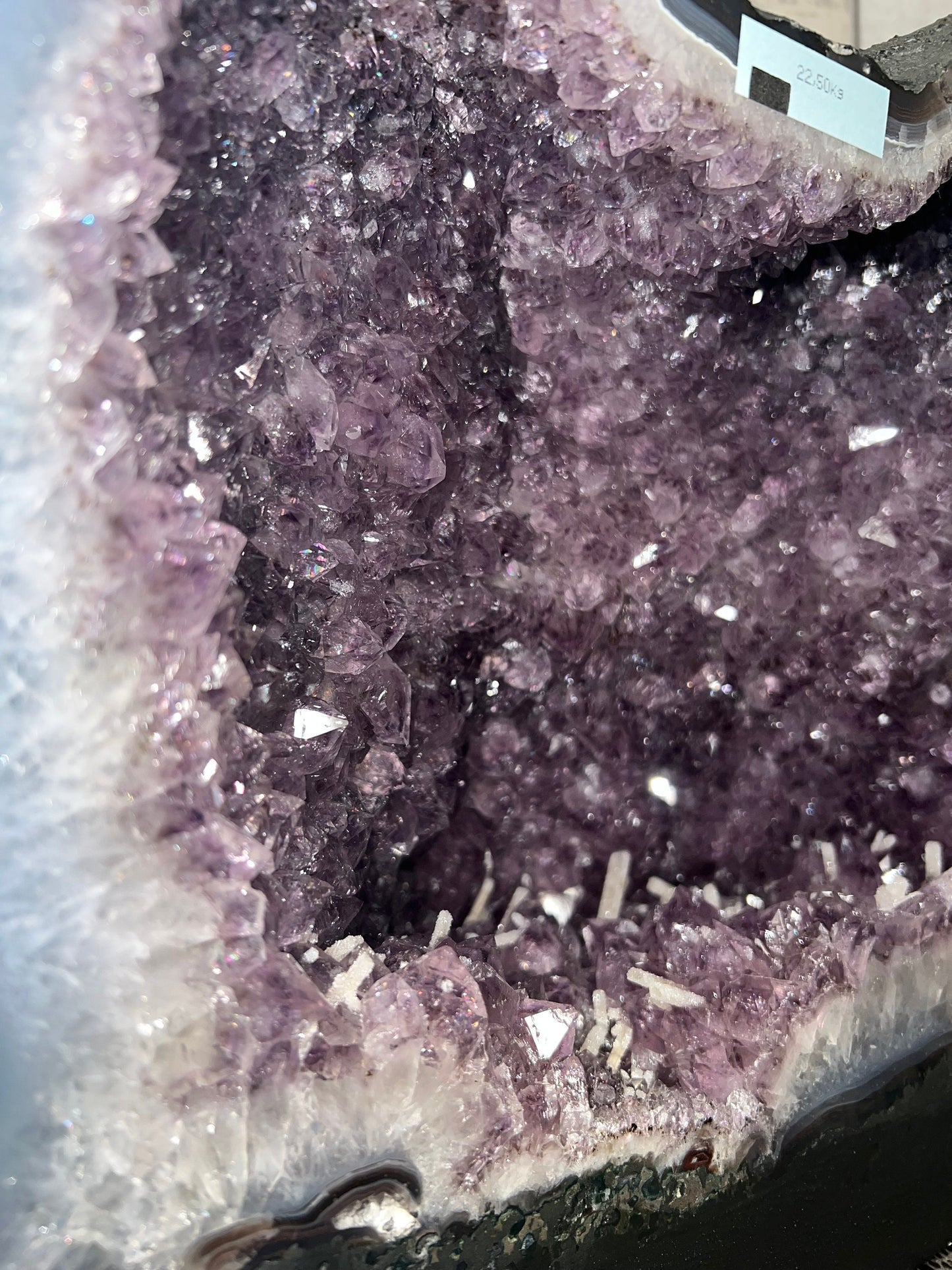 Large Amethyst With Calcite Inclusions - Two Halves, Geode, Pair, Cave, Home Décor, Statement Piece