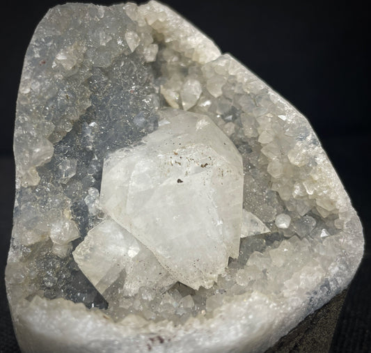 Apophyllite And Druzy Chalcedony Geode From Jalgaon District Maharashtra India