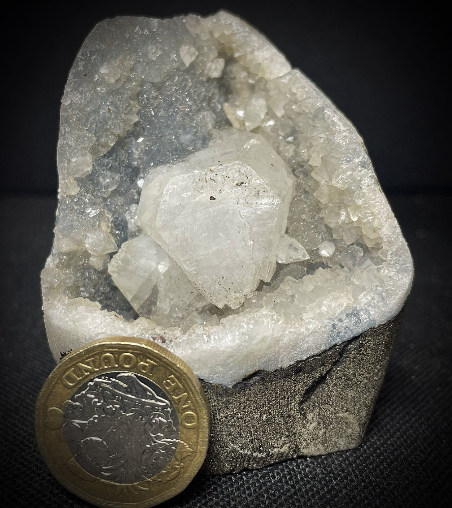 Apophyllite And Druzy Chalcedony Geode From Jalgaon District Maharashtra India