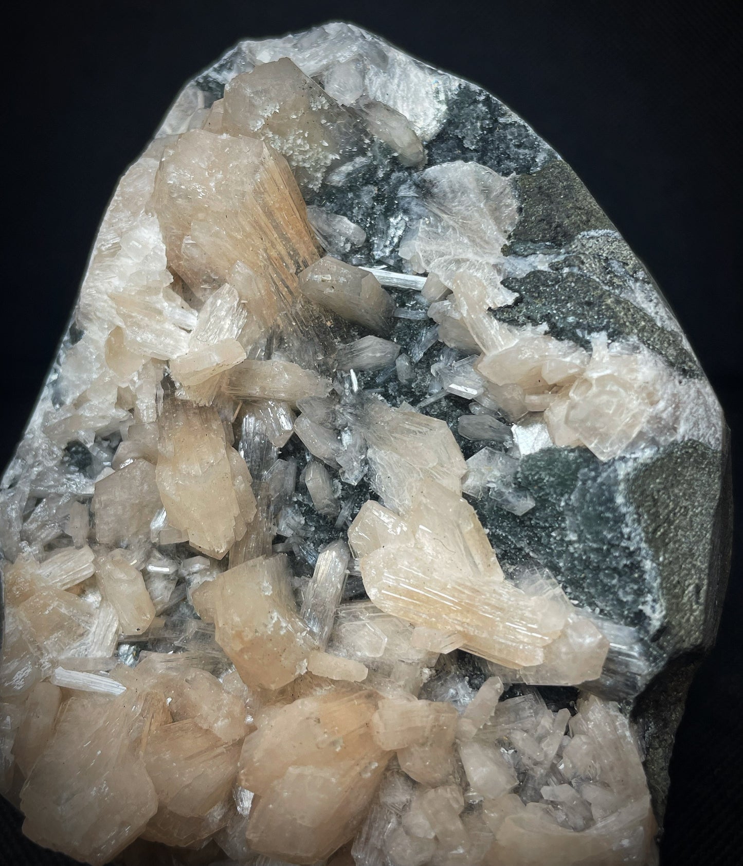 Peach Apophyllite And Druzy Chalcedony Specimen From Jalgaon District Maharashtra India