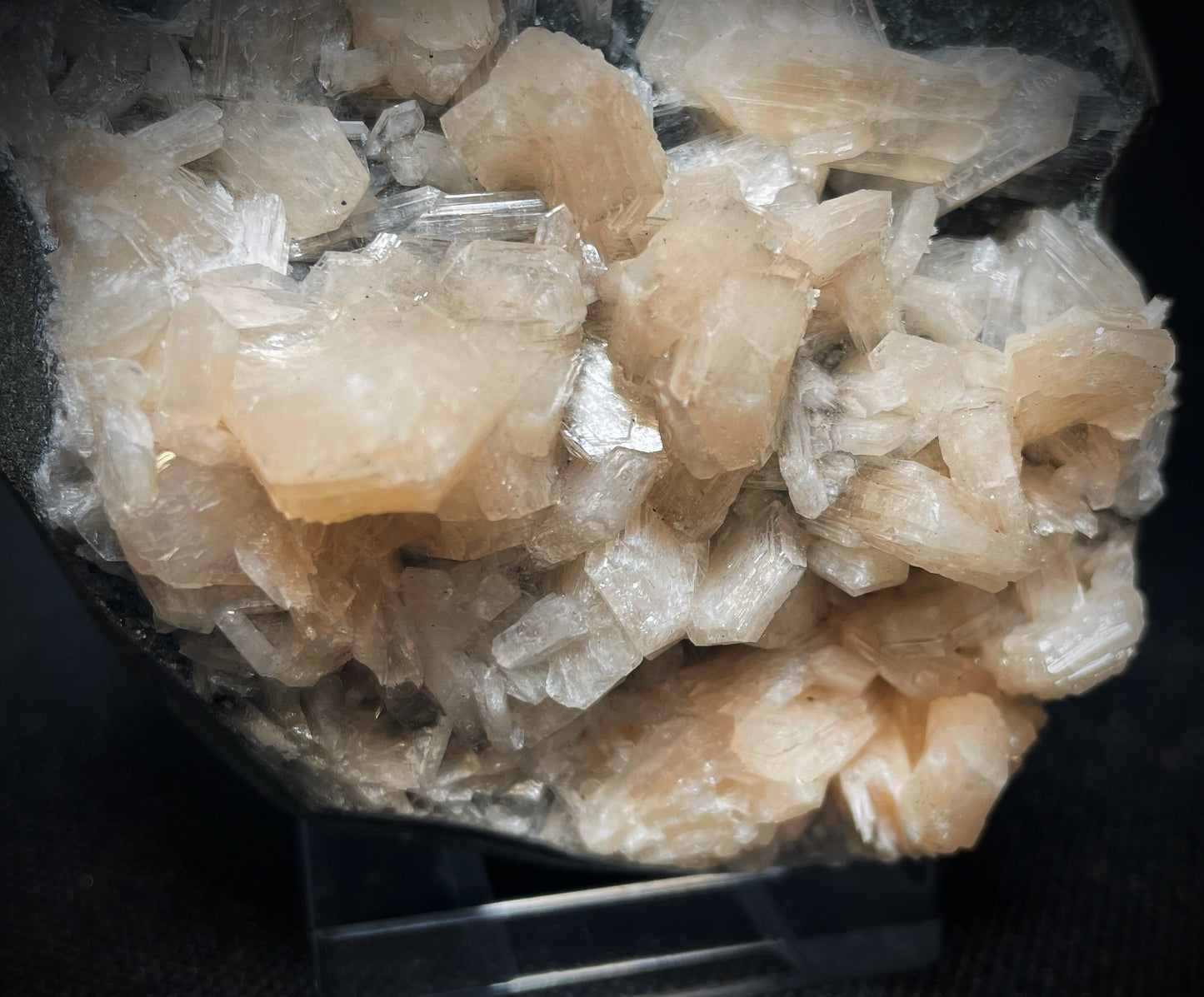 Peach Apophyllite And Druzy Chalcedony Specimen From Jalgaon District Maharashtra India