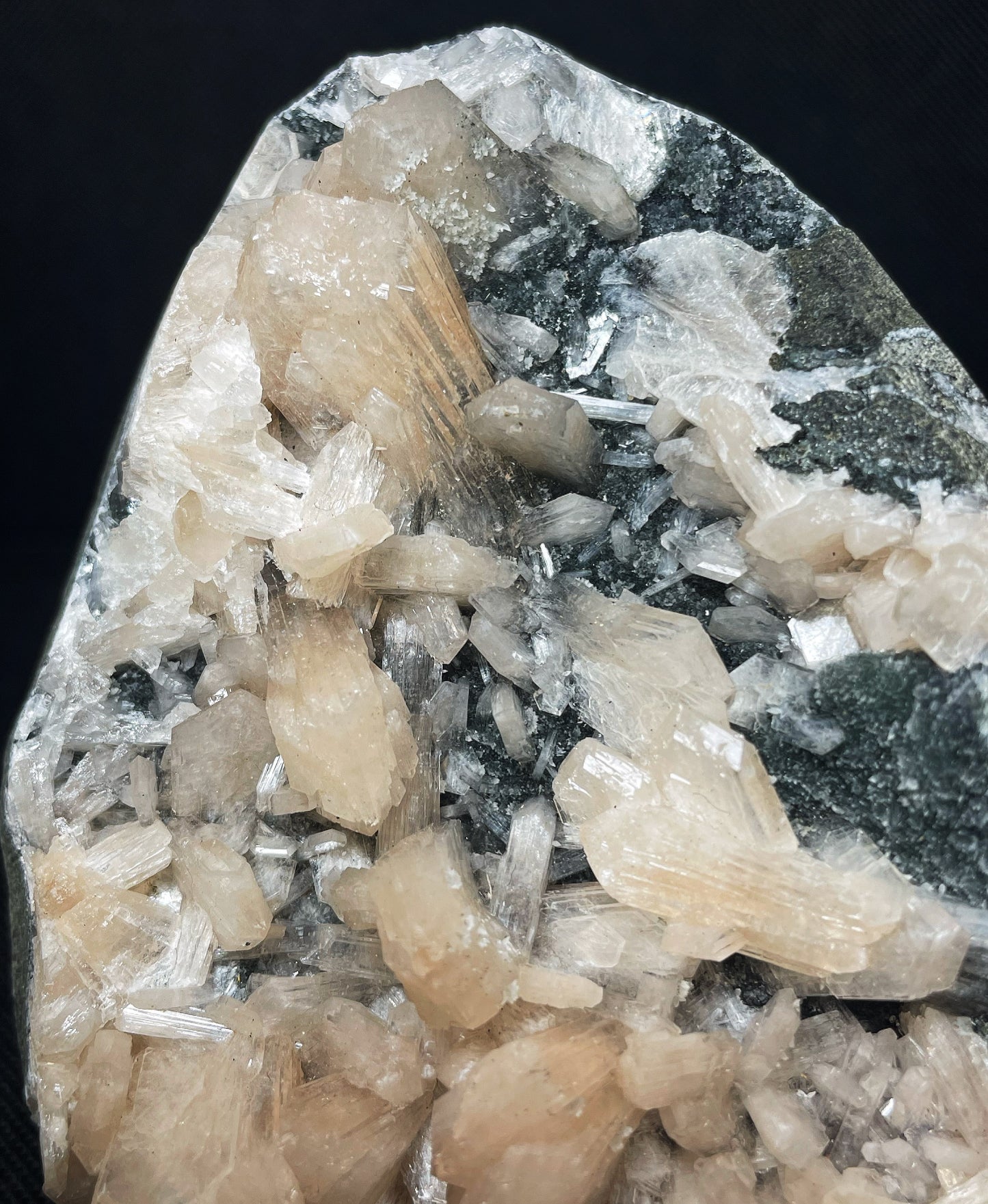 Peach Apophyllite And Druzy Chalcedony Specimen From Jalgaon District Maharashtra India