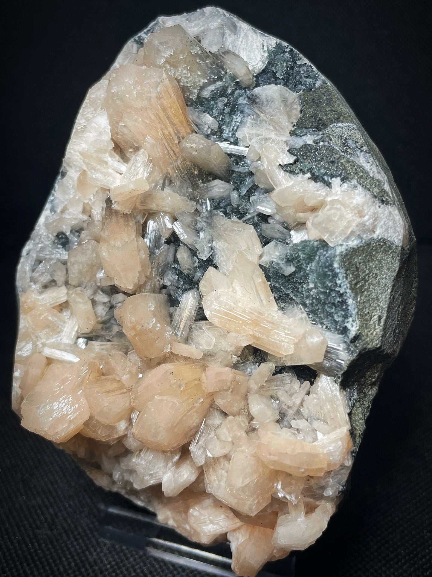 Peach Apophyllite And Druzy Chalcedony Specimen From Jalgaon District Maharashtra India