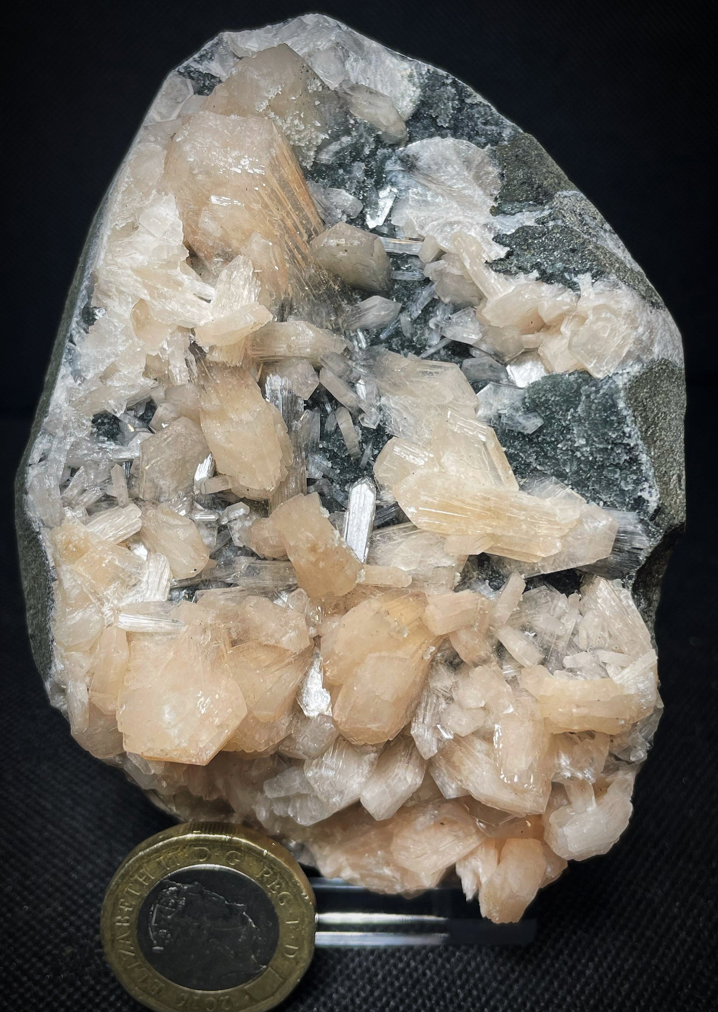 Peach Apophyllite And Druzy Chalcedony Specimen From Jalgaon District Maharashtra India