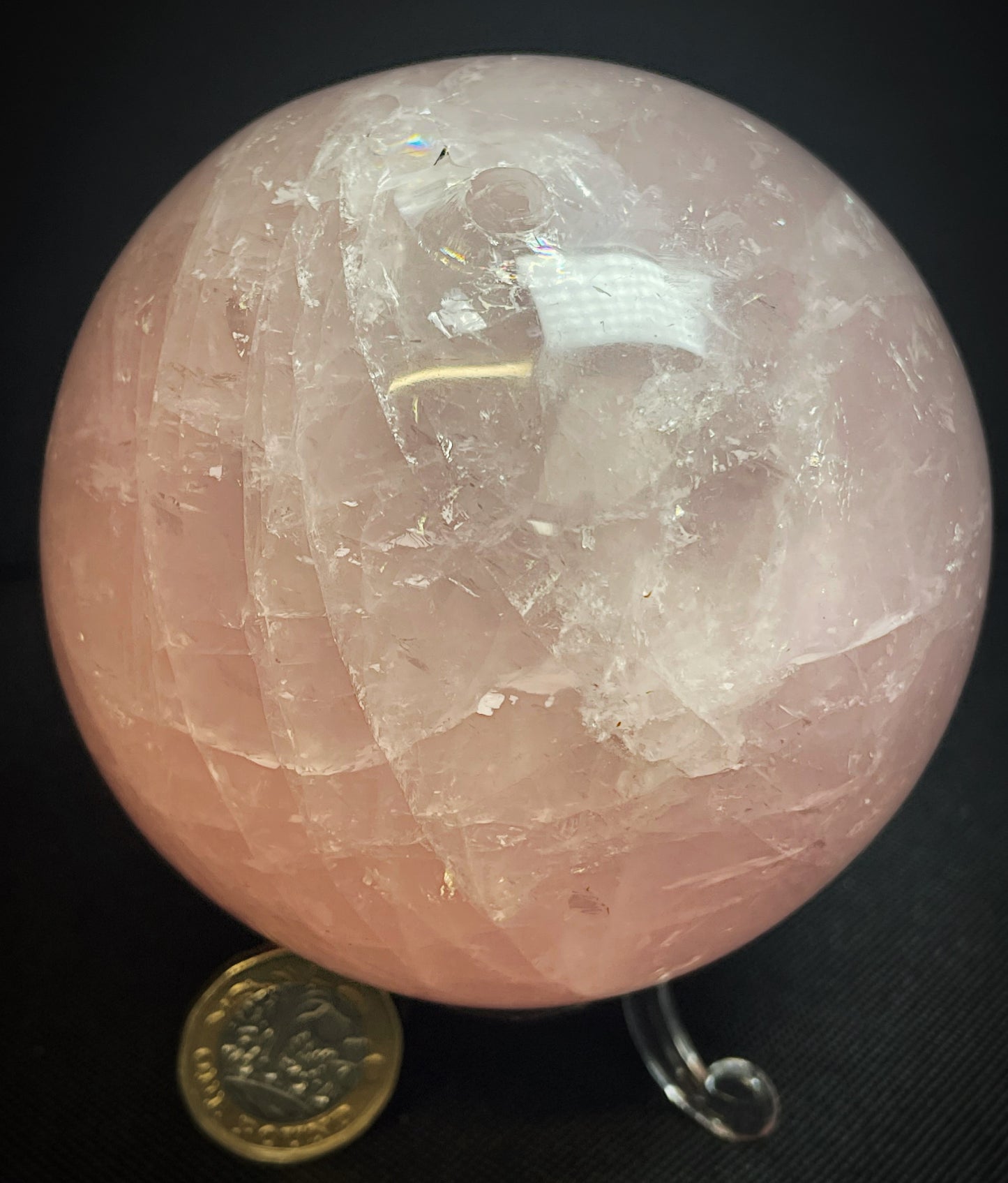 Outstanding Natural Rose Quartz Sphere Home Décor Statement Piece (Stand Included)