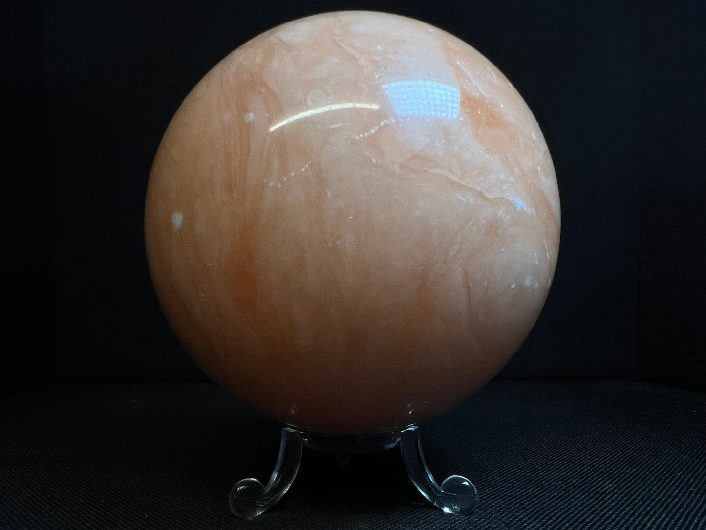 Orange calcite sphere- Home Décor, Statement Piece, Crystal Healing, Gift (Stand Included)