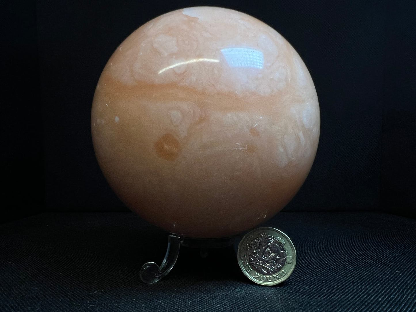 Orange calcite sphere- Home Décor, Statement Piece, Crystal Healing, Gift (Stand Included)