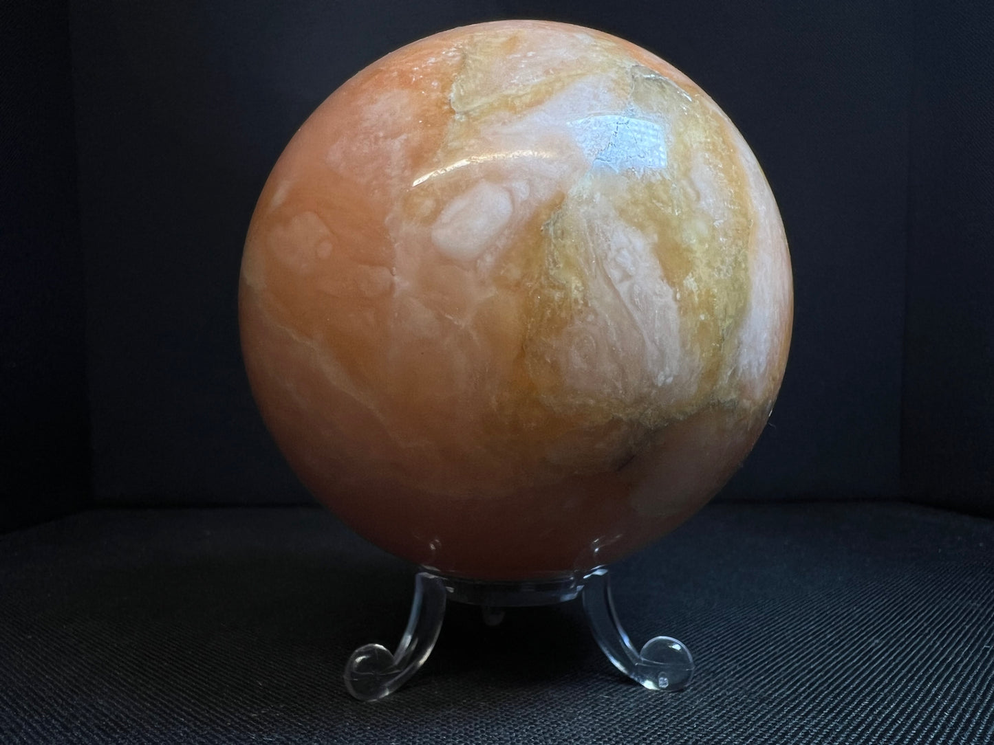 Orange calcite sphere- Home Décor, Statement Piece, Crystal Healing, Gift (Stand Included)