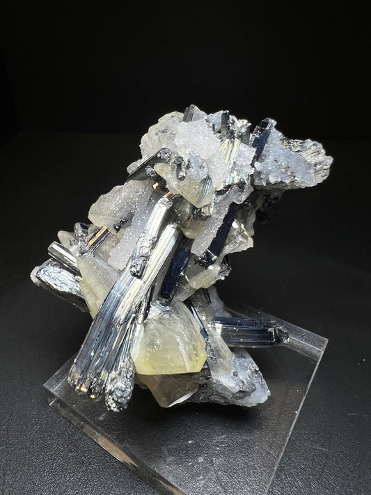 Outstanding Formation Of Stibnite With Barite - Collectors Piece, Crystal Healing, Mineral, Specimen