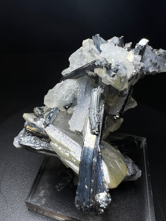 Outstanding Formation Of Stibnite With Barite - Collectors Piece, Crystal Healing, Mineral, Specimen